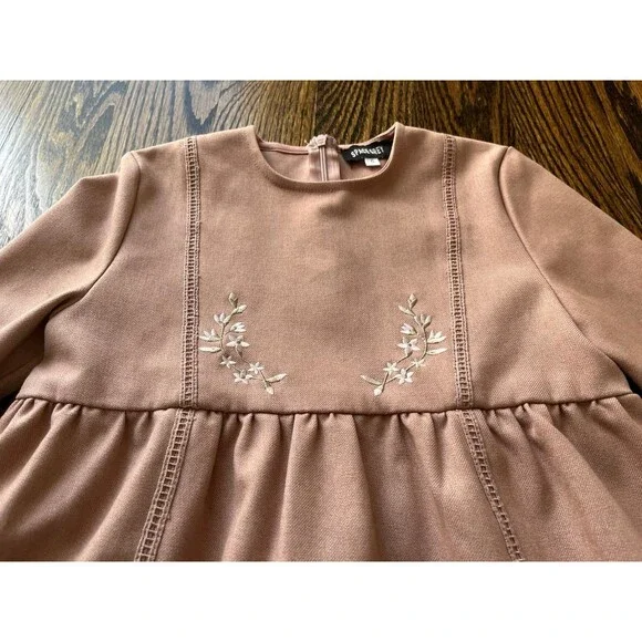 Space Grey Flower Embroidery Dress (Size 6) - Picture 2 of 6